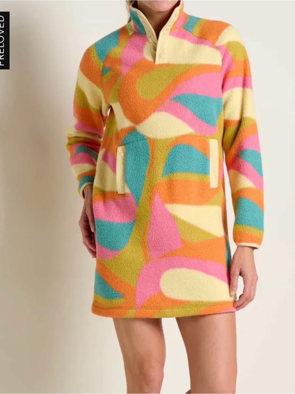 Toad&Co Multicolor Fleece Turtleneck Pullover Dress